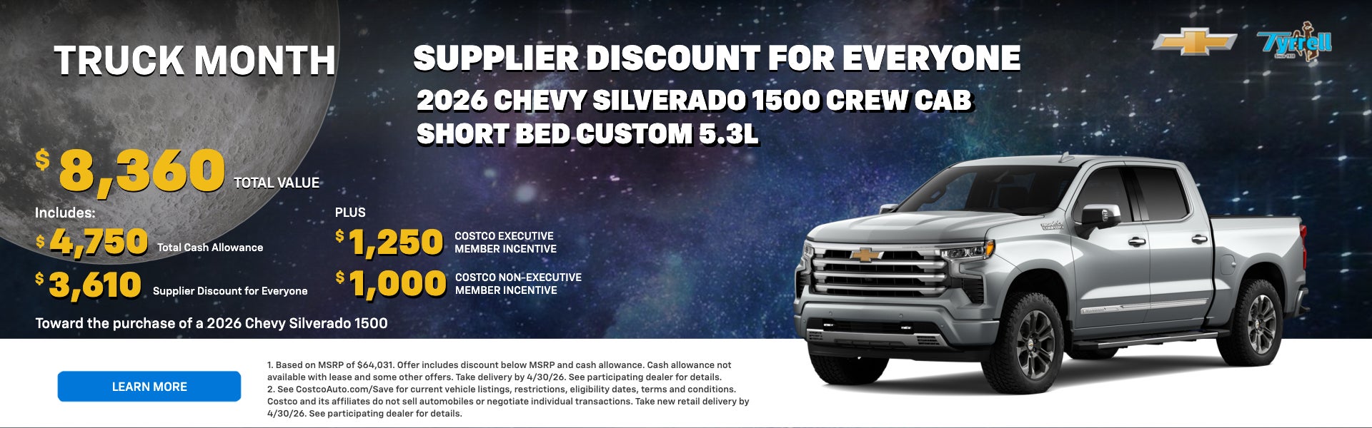 2026 CHEVY SILVERADO 1500 CREW CAB SHORT BED CUSTOM 5.3L