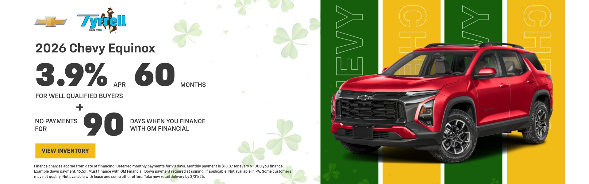 2026 Equinox 3.9% for 60 Months + no payments 90 days