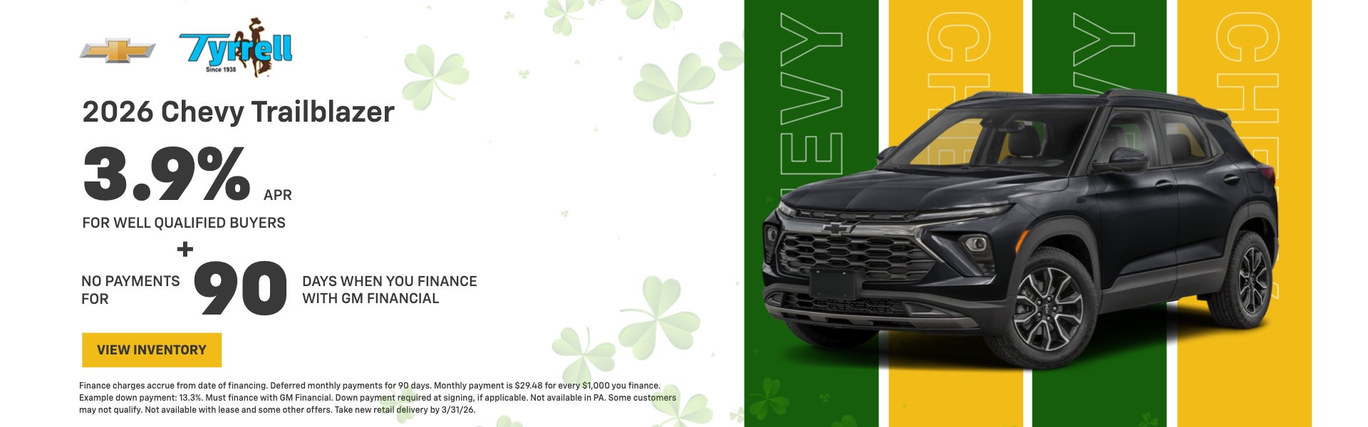 2026 Trailblazer 3.9% APR + no payments for 90 days