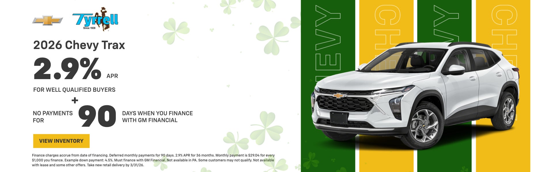 2026 Trax 2.9% APR + No payments 90 days